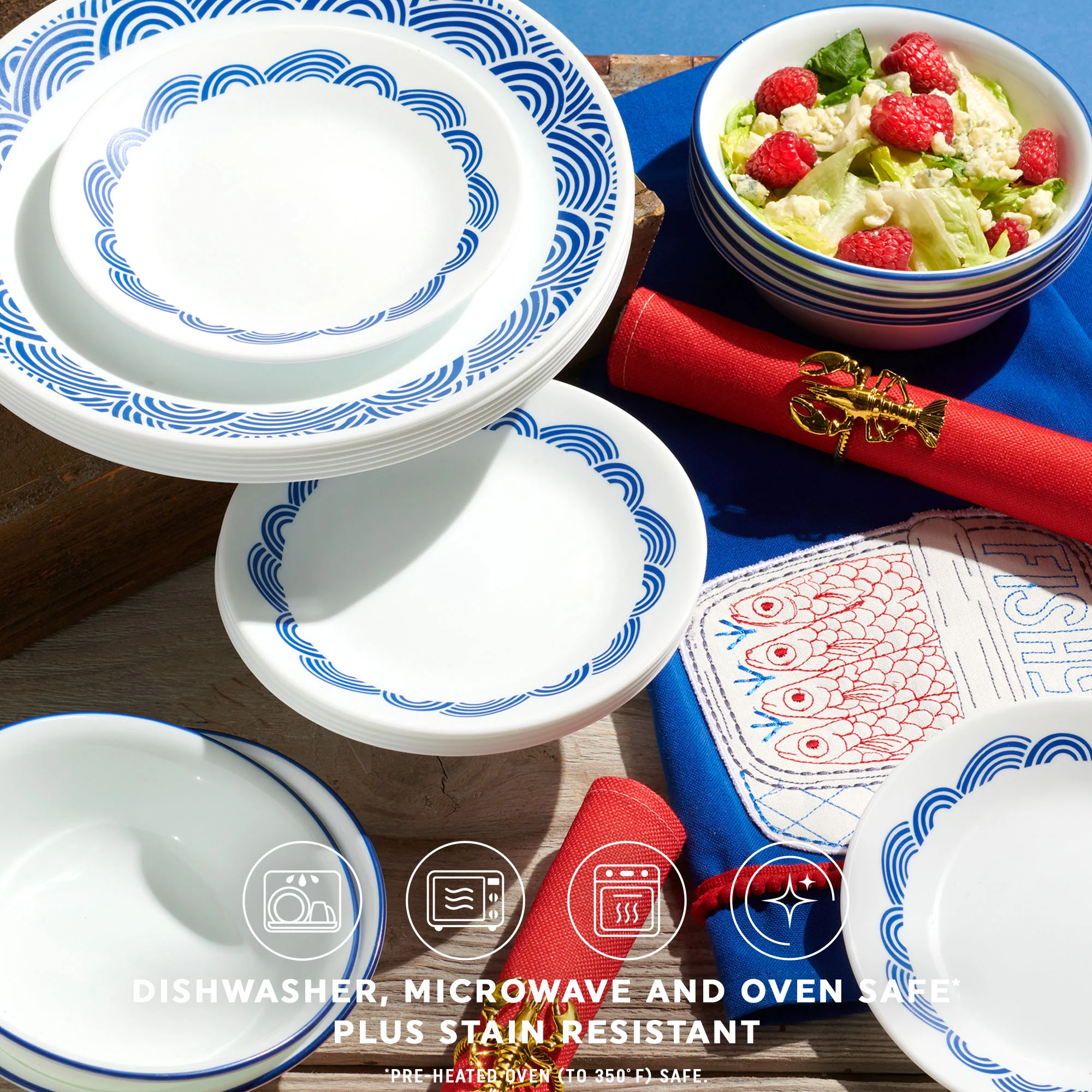 Corelle® Rolling Waves 18-piece Dinnerware Set, Service for 6 Plate - Image 3