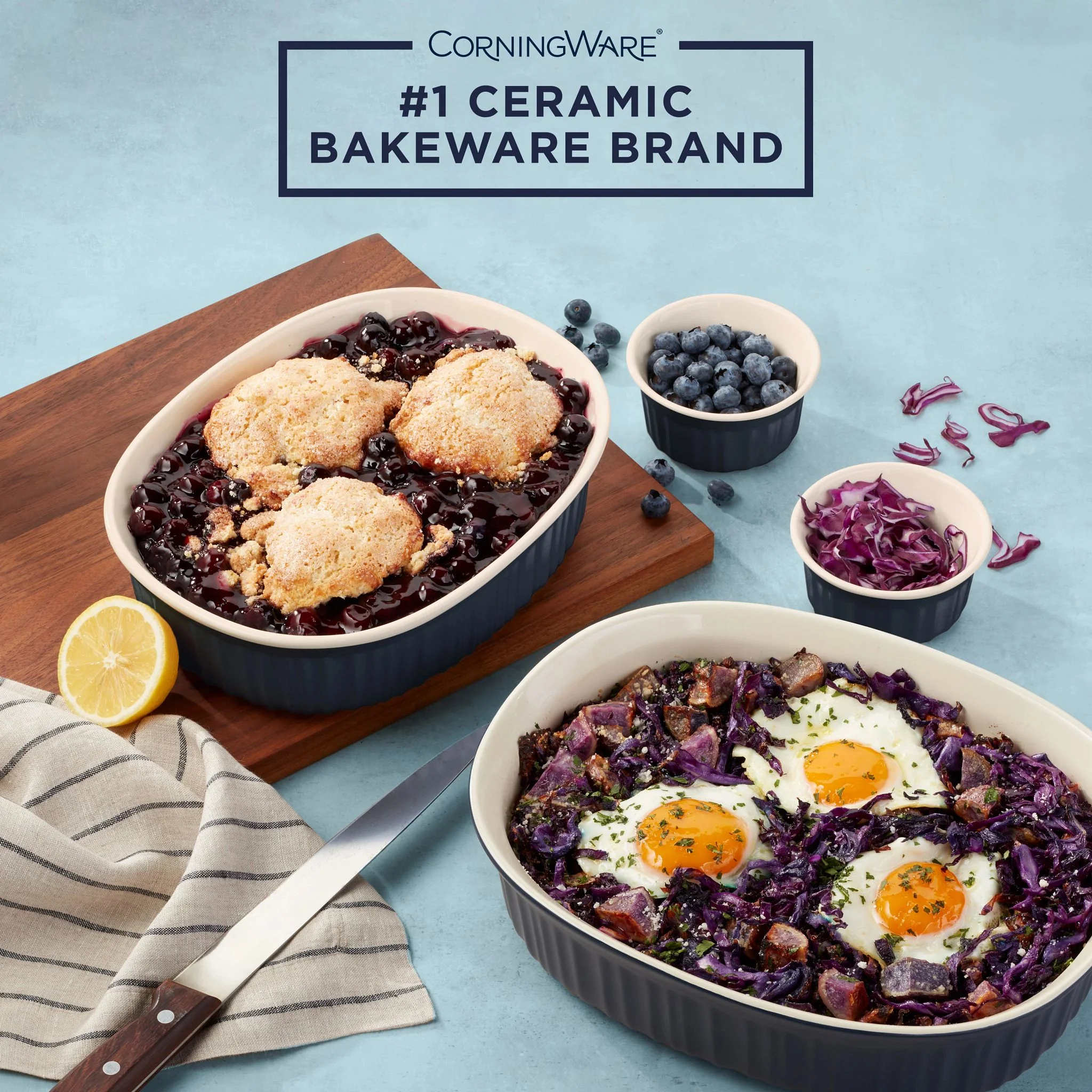 CorningWare® French Colors 10-piece Oval Bakeware Set, Navy Glass - Image 2