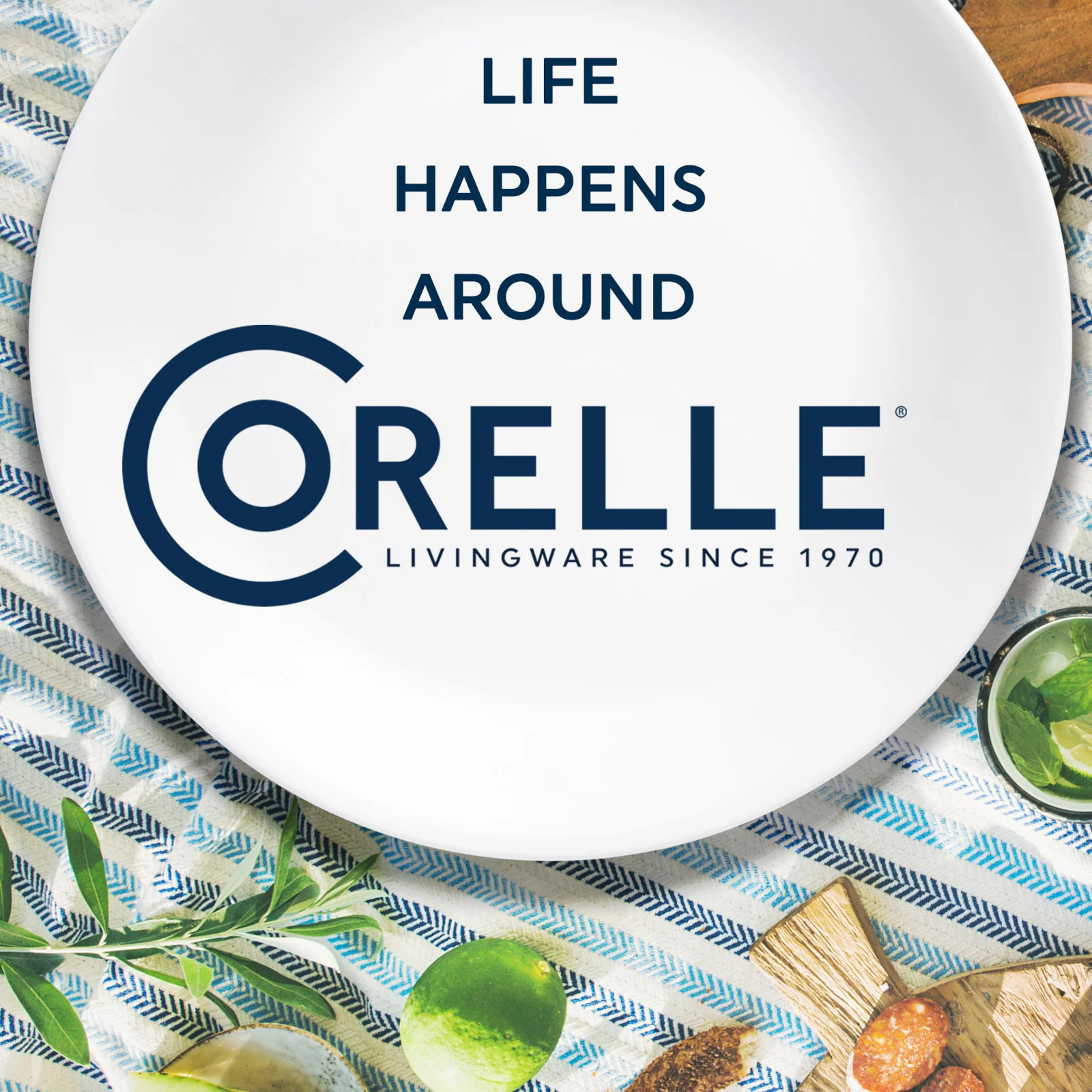 Corelle® Cobalt Circles 6.75" Appetizer Plate - Image 7