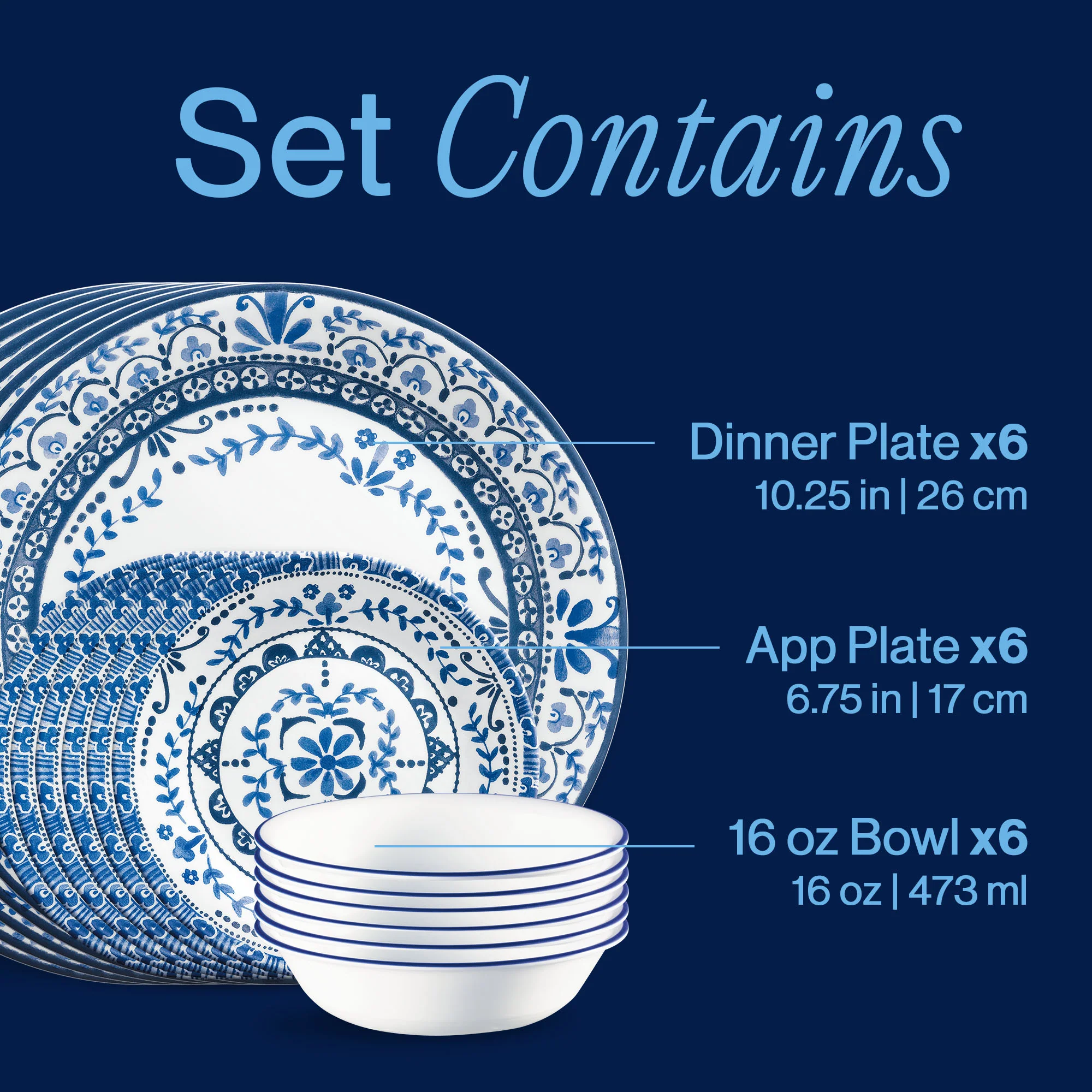 Corelle® Portofino 18-piece Dinnerware Set, Service for 6 - Image 3