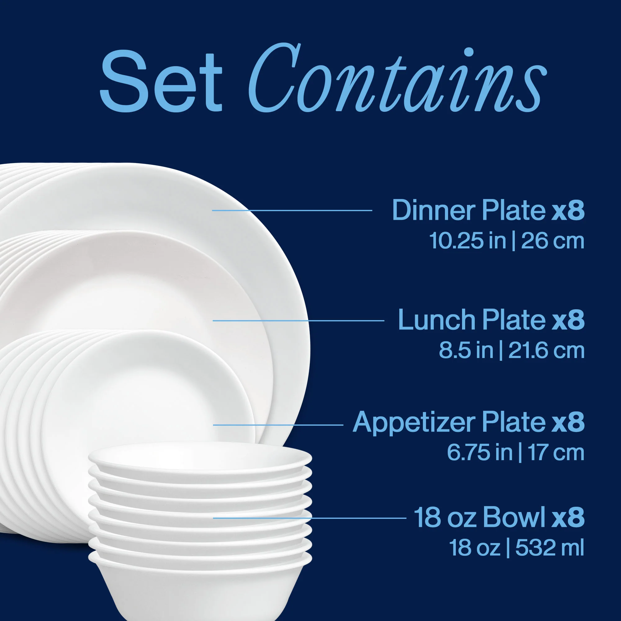 Corelle® Shimmering White 32-piece Dinnerware Set, Service for 8 - Image 3