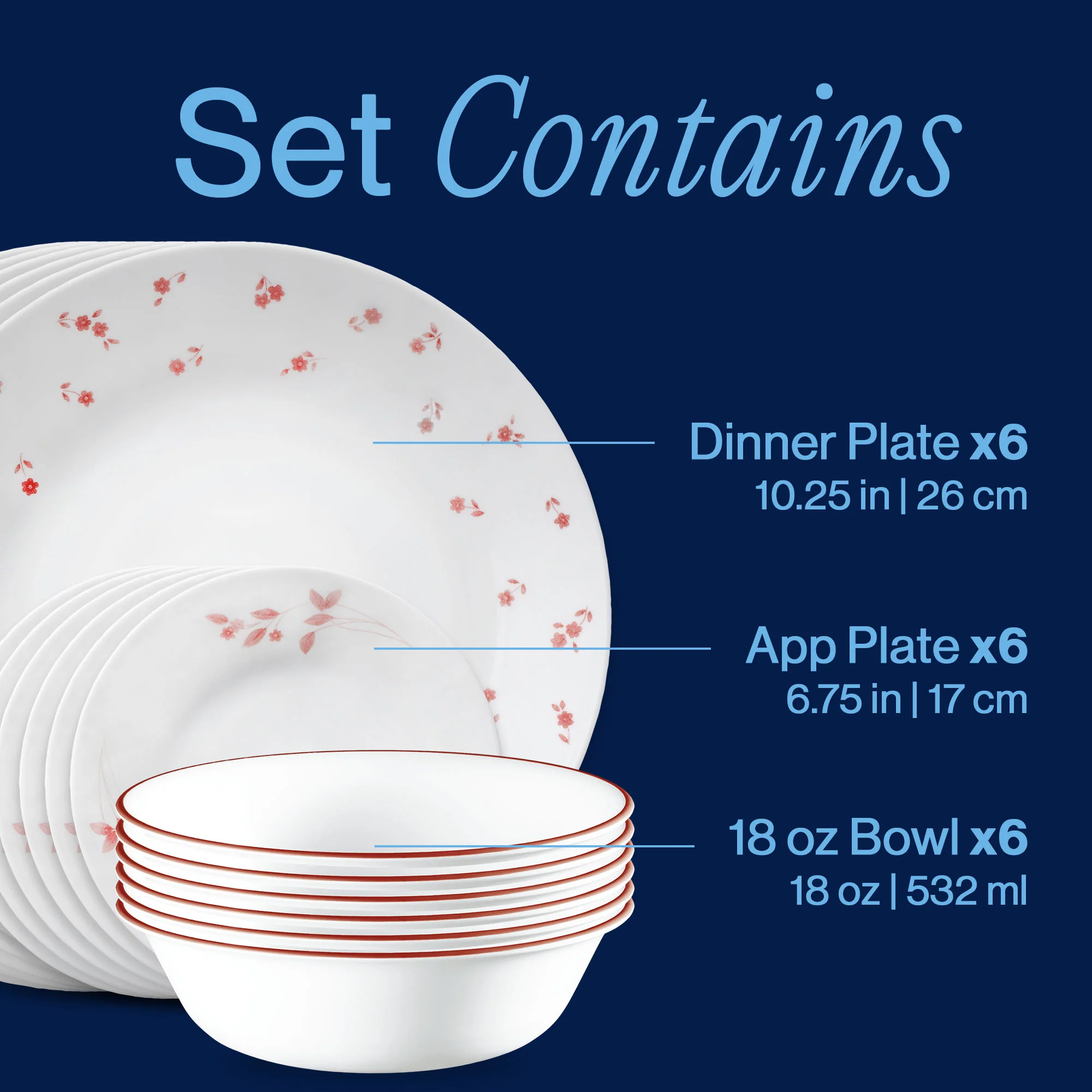 Corelle® Sweet Flora 18-piece Dinnerware Set, Service for 6 - Image 3