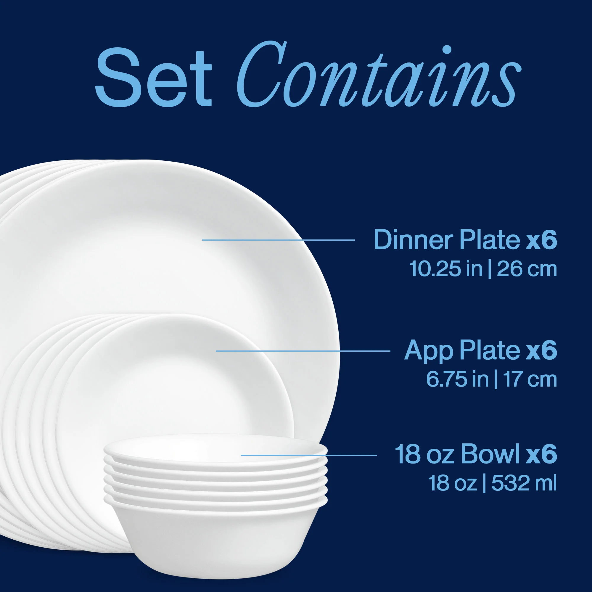 Corelle® Winter Frost White Dinnerware Set – Service for 6 + Salad Plates - Image 8