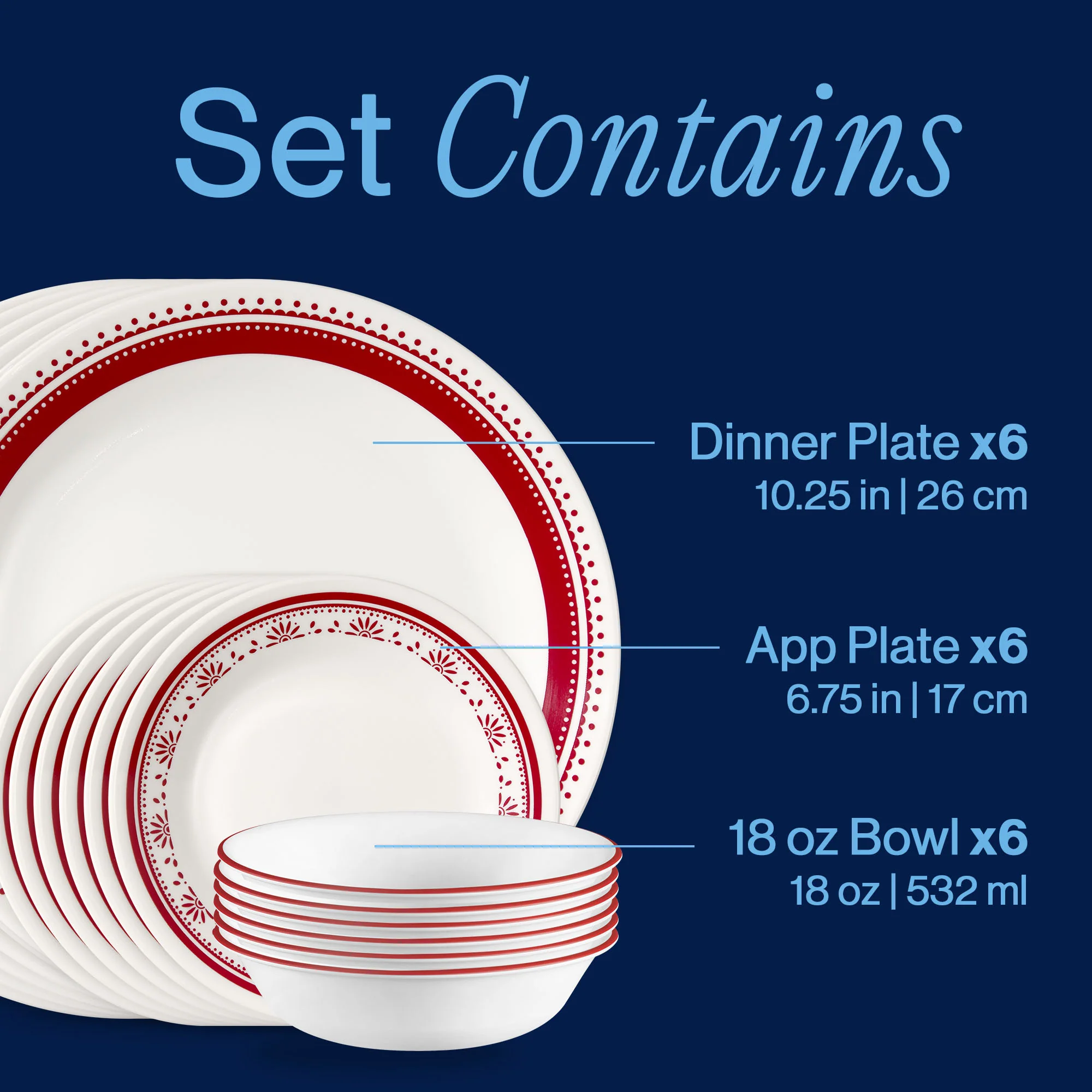 Corelle® Sadie 18-piece Dinnerware Set, Service for 6 - Image 3
