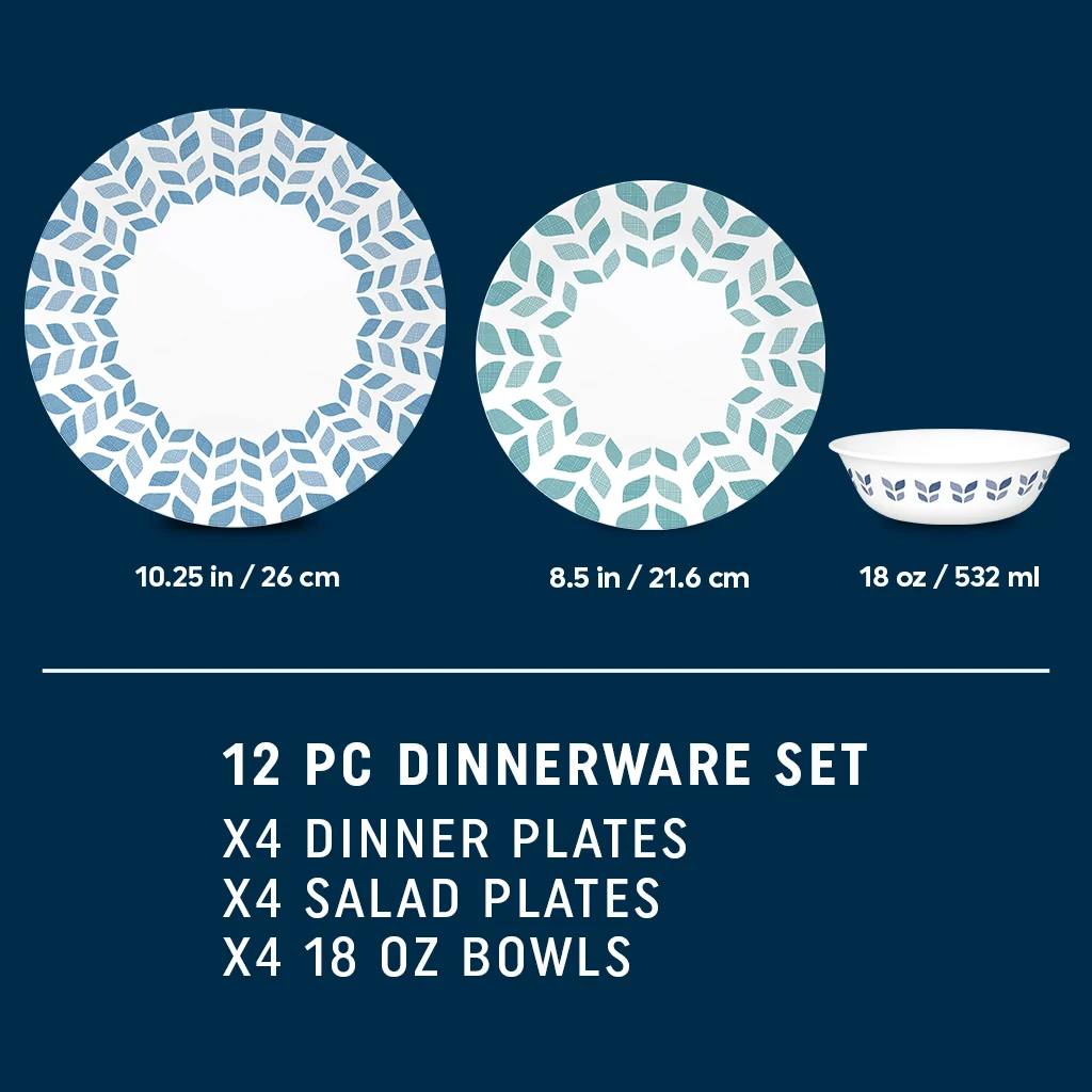 Corelle® Global Collection Northern Pines 12-piece Dinnerware Set, Service for 4 - Image 2